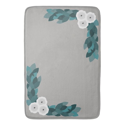 Moderne witte Ranunculus Flowers & Foliage Badmat (Voorkant Verticaal)