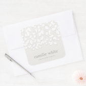 Moderne witte reliëflook bladeren vierkante sticker (Envelop)