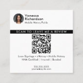 Moderne Witte Review QR Code Notaris Foto Dank u Vierkante Visitekaartje (Achterkant)
