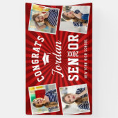 Moderne witte rode Afstuderen klasse van 2023 PHOT Spandoek (Verticaal)