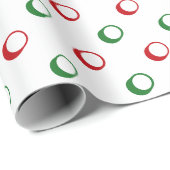 Moderne witte rode groene polka stippen schattige  cadeaupapier (Rol Hoek)