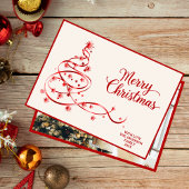 Moderne witte rode kerstkaart foto 