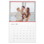Moderne witte rode kerstkalender kalender (Jan 2027)