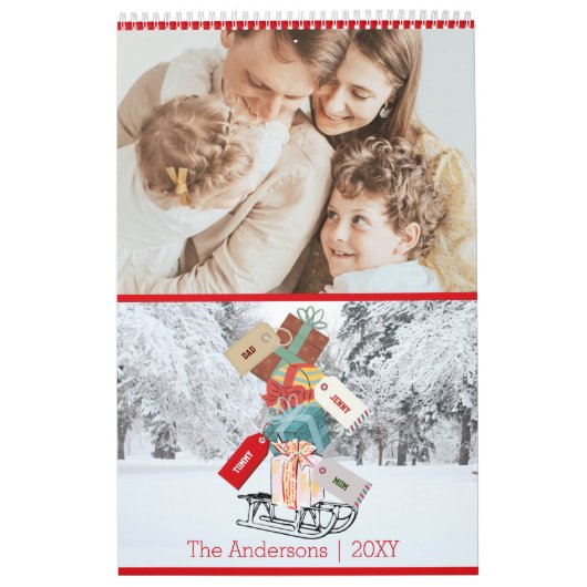 Moderne witte rode kerstkalender kalender (Hoes)