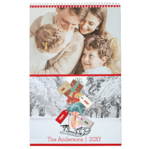 Moderne witte rode kerstkalender kalender