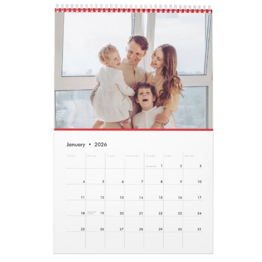 Moderne witte rode kerstkalender kalender (Jan 2026)