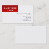 Moderne, witte, rode, minimalistische beheerstijl visitekaartje (Voorkant / Achterkant)