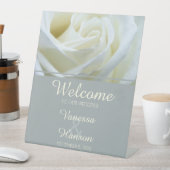 Moderne Witte Roos Bruiloft Pedestal Teken Reclamebord Met Voetstuk (Insitu)