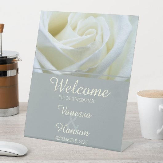 Moderne Witte Roos Bruiloft Pedestal Teken Reclamebord Met Voetstuk (Insitu)
