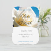 Moderne Witte Roos Trouwkaart Save the Date Kaart (Staand voorkant)