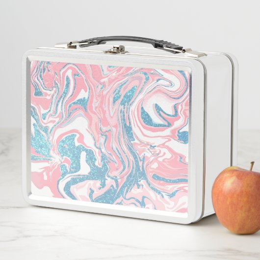 Moderne witte roze blauwe glitter marmer (In situ)