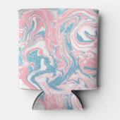 Moderne witte roze blauwe glitter marmer blikjeskoeler (Voorkant)