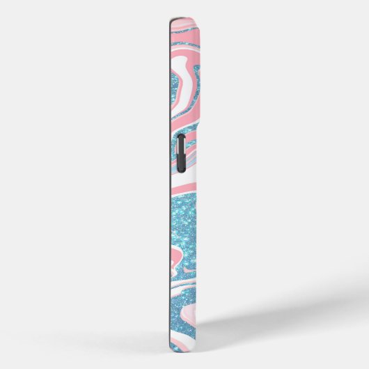 Moderne witte roze blauwe glitter marmer Case-Mate iPhone case (Achterkant / Rechts)