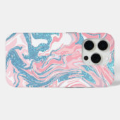 Moderne witte roze blauwe glitter marmer Case-Mate iPhone case (Achterkant (horizontaal))