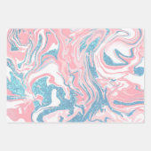 Moderne witte roze blauwe glitter marmer inpakpapier vel (Voorkant 3)
