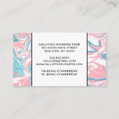 Moderne witte roze blauwe glitter marmer klantenkaartje (Achterkant)