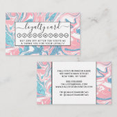 Moderne witte roze blauwe glitter marmer klantenkaartje (Voorkant / Achterkant)