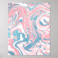 Moderne witte roze blauwe glitter marmer