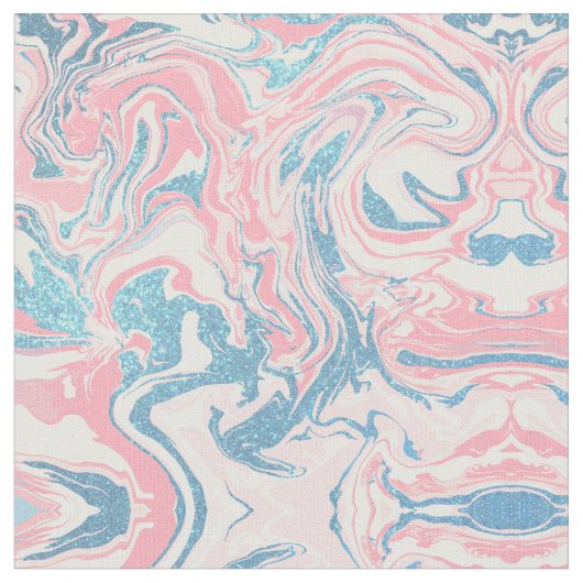 Moderne witte roze blauwe glitter marmer stof (Close Up)