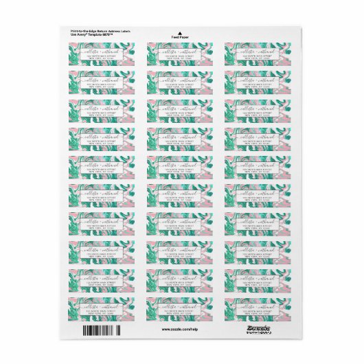 Moderne witte roze Blauwgroen groene glitter marme Etiket (Full Sheet)