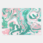 Moderne witte roze Blauwgroen groene glitter marme Inpakpapier Vel (Voorkant)