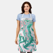 Moderne witte roze Blauwgroen groene glitter marme Schort (Gedragen)