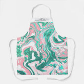 Moderne witte roze Blauwgroen groene glitter marme Schort (Voorkant)