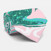 Moderne witte roze Blauwgroen groene glitter marme Stropdas (Opgerold)