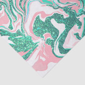 Moderne witte roze Blauwgroen groene glitter marme Tissuepapier (Detail)