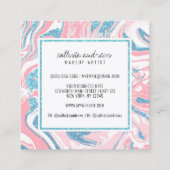 Moderne Witte Roze Hemel Blauw Glitter Marmeren Ma Vierkante Visitekaartje (Achterkant)