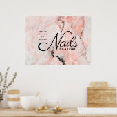 Moderne witte roze marmer gouden nagels op naam poster (Keuken)