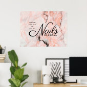 Moderne witte roze marmer gouden nagels op naam poster (Thuiskantoor)