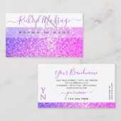 Moderne witte roze Paarse spaarkont Glitter Monogr Visitekaartje (Voorkant / Achterkant)