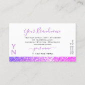 Moderne witte roze Paarse spaarkont Glitter Monogr Visitekaartje (Achterkant)