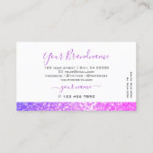 Moderne witte roze Paarse sparkle Glitter Shimmery Visitekaartje (Achterkant)