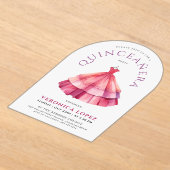 Moderne Witte Roze Quince Princess Dress Waterverf Acryl Uitnodigingen (Laagn)