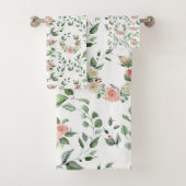 Moderne Witte & Roze Roze Laurels Bad Handdoek (Insitu)