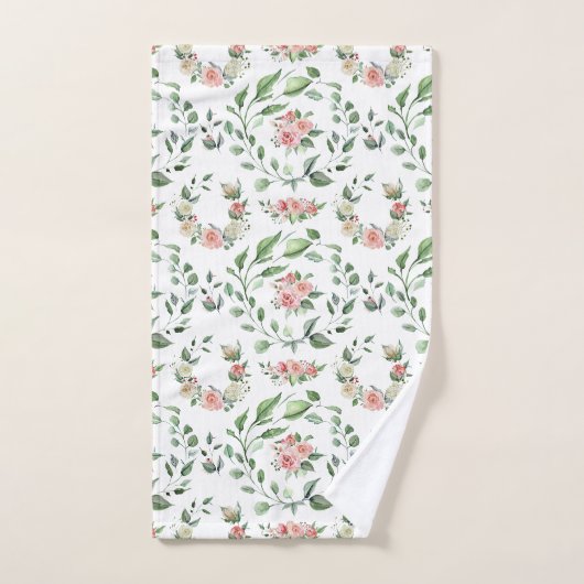 Moderne Witte & Roze Roze Laurels Bad Handdoek (Handdoek)