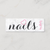 Moderne  witte roze roze zwarte nagels mini visitekaartje (Voorkant)