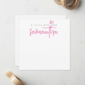 Moderne witte roze script naam notitiekaart notitiekaartje (Voorkant / Achterkant in situ)