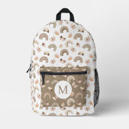 Moderne witte &roze vlinders regenboog monogram bedrukte rugzak