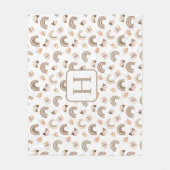 Moderne witte &roze vlinders regenboog monogram fleece deken (Voorkant)