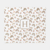 Moderne witte &roze vlinders regenboog monogram fleece deken (Voorkant (Horizontaal))