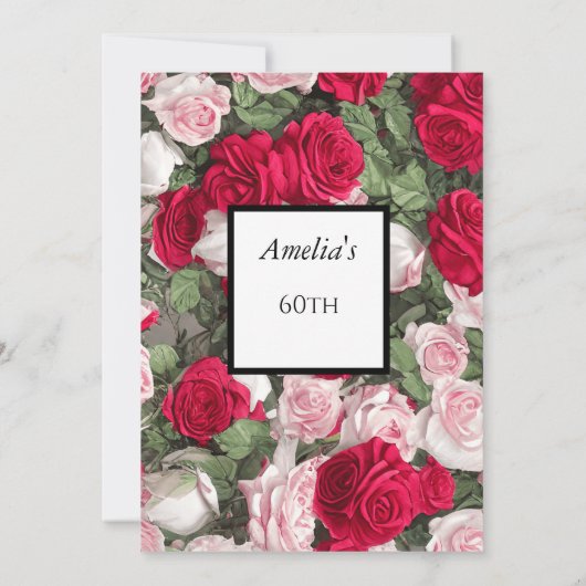 Moderne witte rozen Birthday Party Kaart (Achterkant)