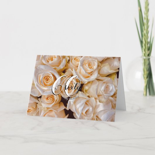 Moderne witte rozen Floral 60e verjaardag Kaart (Voorkant)