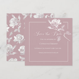Moderne Witte Rozen Stof Roze Bloemige Trouw Save The Date