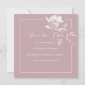 Moderne Witte Rozen Stof Roze Bloemige Trouw Save The Date (Voorkant)