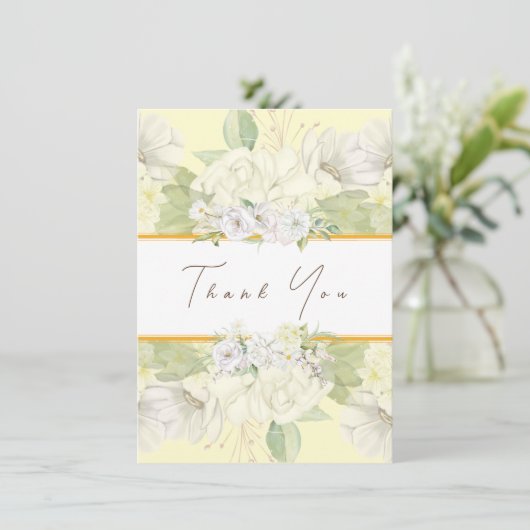 Moderne witte rozengeel informatiekaartje (Staand voorkant)