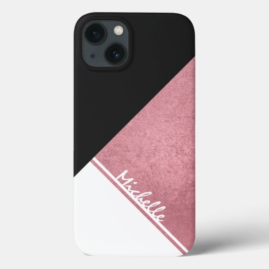 Moderne witte rozenzwarte driehoek Case-Mate iPhone case (Achterkant)