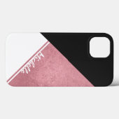 Moderne witte rozenzwarte driehoek Case-Mate iPhone case (Achterkant (horizontaal))
